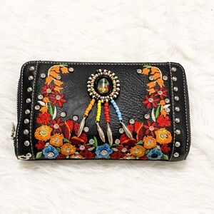Montana West embroidered floral dream catcher beaded embellishment wallet